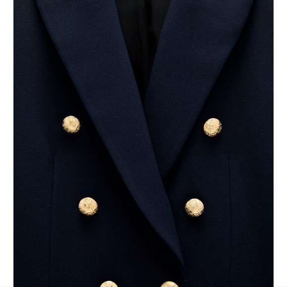 ZARA BALMAIN STYLE DOUBLE BREASTED BLAZER AND SHORTS GOLD BUTTONS - Picture 11 of 15